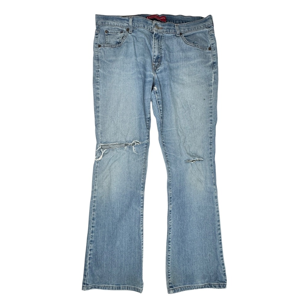 Vintage Y2K Levi's 515 Nouveau Boot Cut Jeans 14L Tall Distressed Thrashed Blue